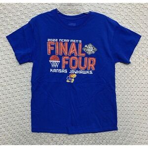 Blue,84 Kansas Jayhawks Basketball NCAA Mens 2022  Final‎ Four T-Shirt L Blue